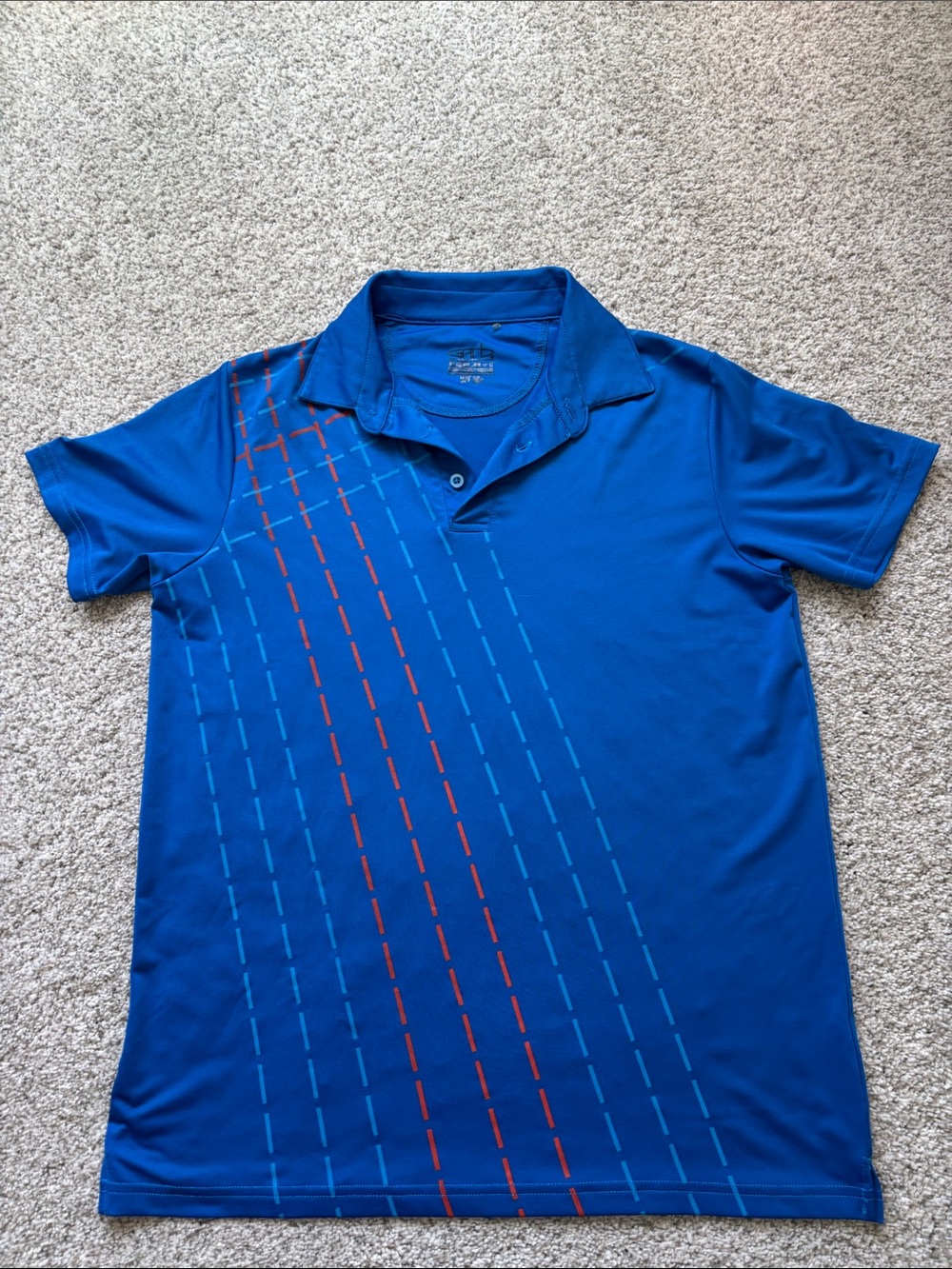 GARB youth Blue Short-Sleeve Polo with Diagonal Stripe Detail